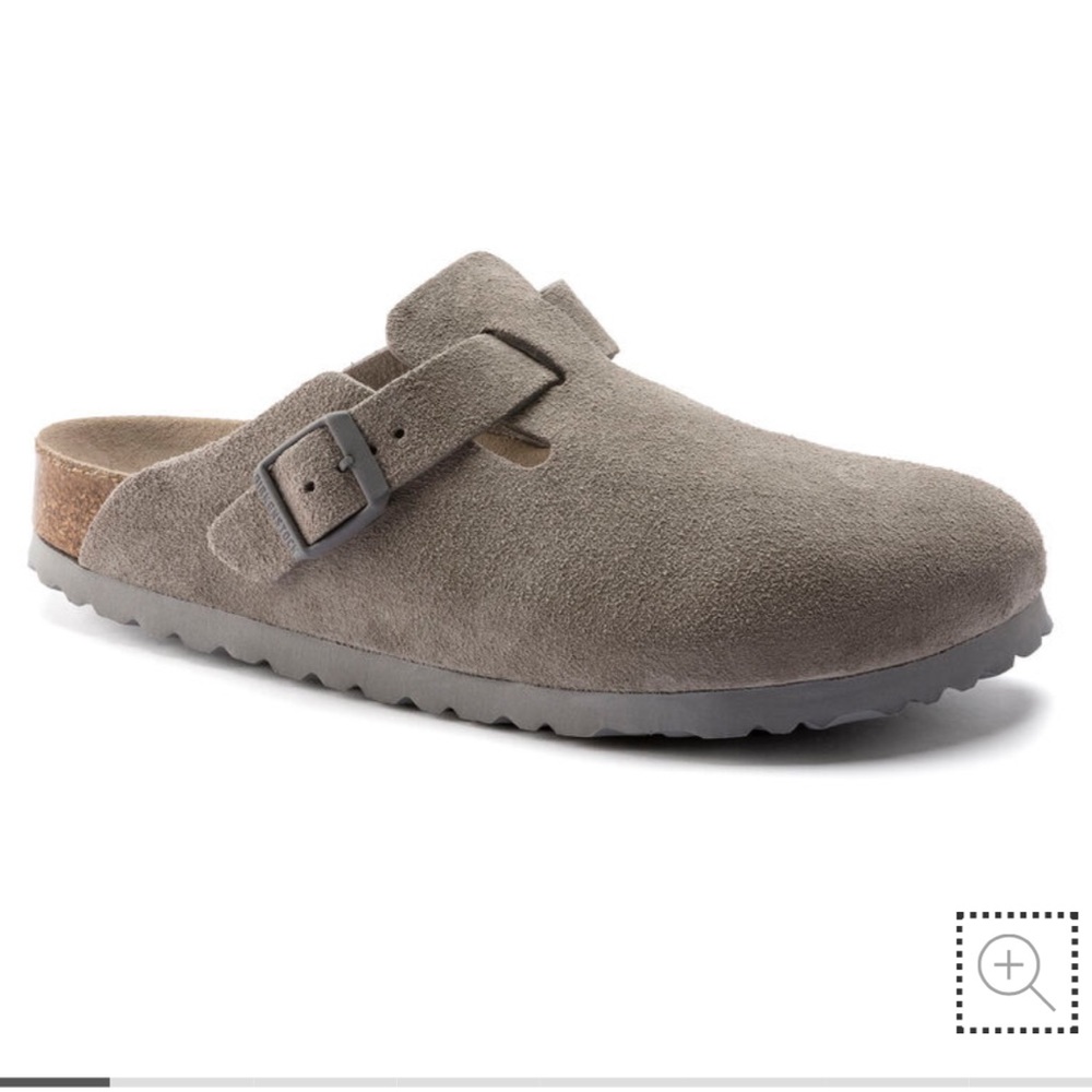 NWOB Birkenstock Boston suede clog in stone coin color.